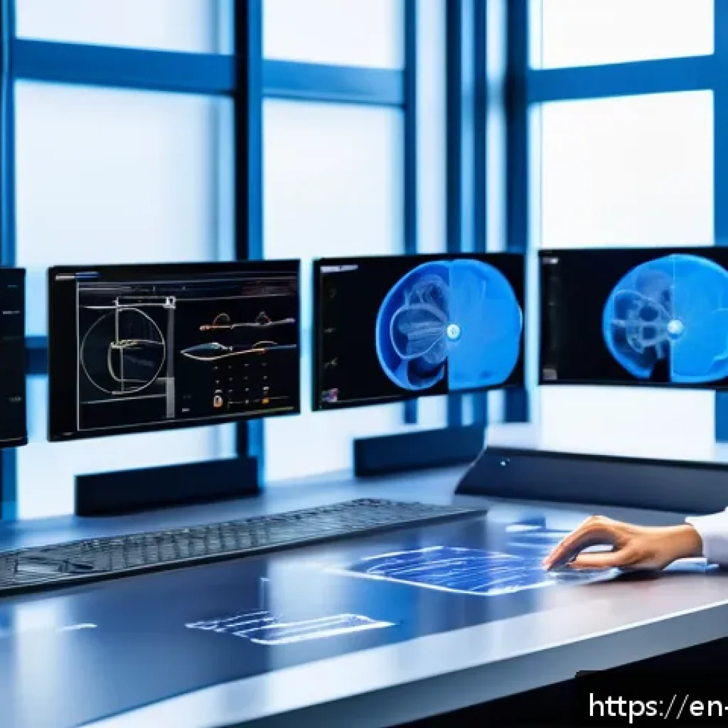 금형설계 업무에서 사용하는 최신 기술 - A high-tech engineering workspace showcasing a mold design engineer interacting with an advanced int...